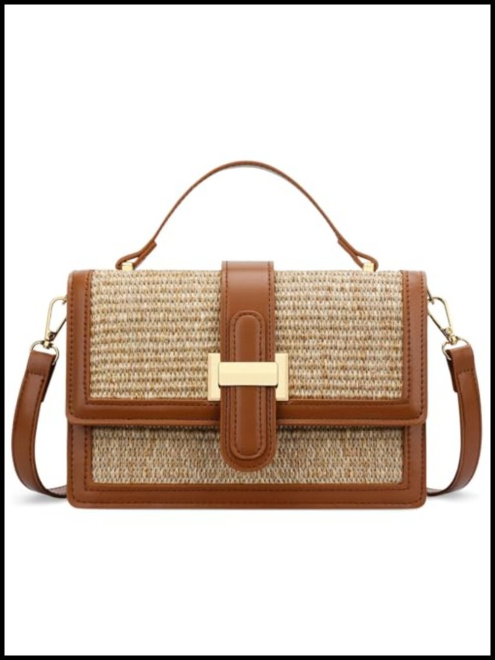 Straw Crossbody Bag with Top Handle Small Designer Handbag for Women